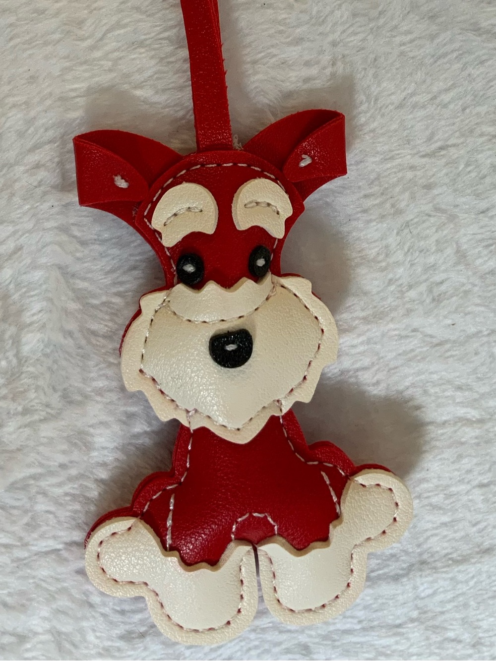 Red Schnauzer Leather Bag Charm — Unbranded